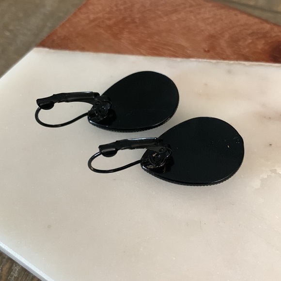 Black Peacock Teardrop Earrings - Picture 3 of 4